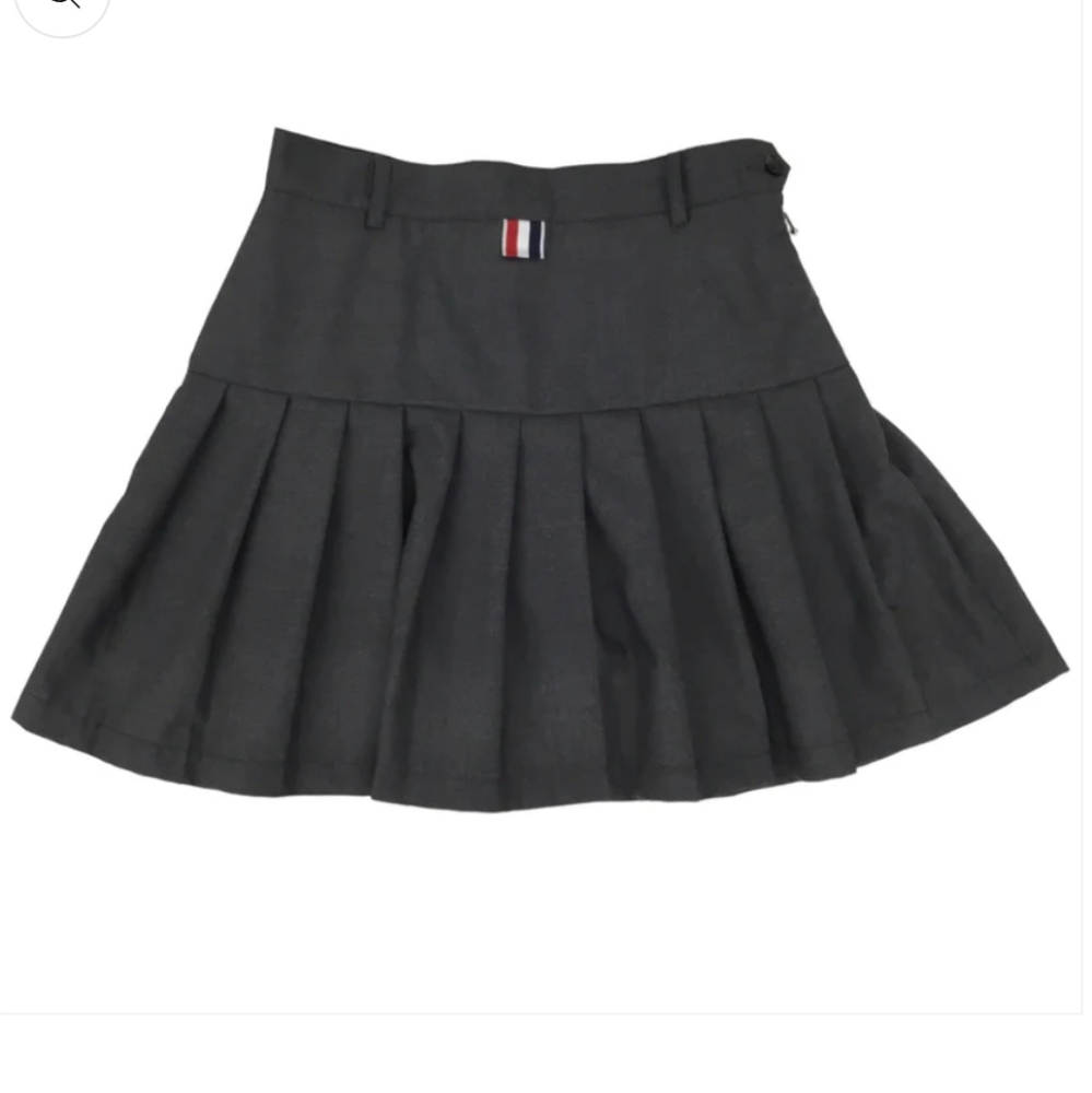 Thom Browne Charcoal Pleated Skater Skirt